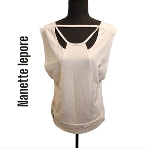 Nanette Lepore Womens Strappy Sleeveless Shirt SM White Athletic top NWT